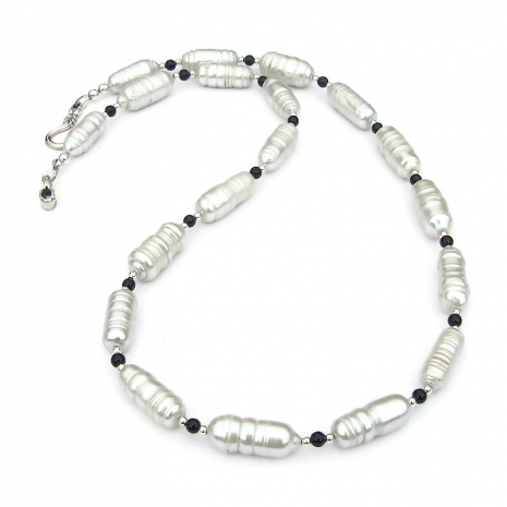 white freshwater baroque tube pearl jewelry handmade gift for women
