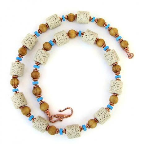 white pumice lava rock wood magnesite jewelry gift for her