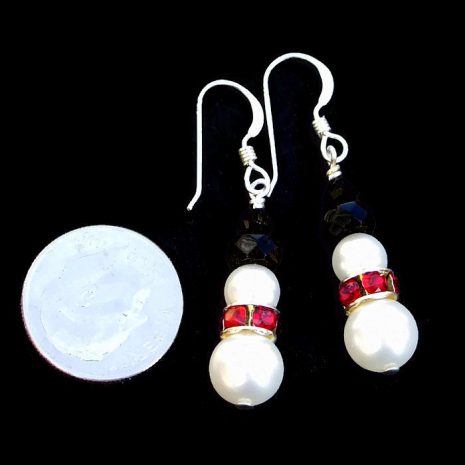 white red black snowmen jewelry handmade christmas earrings for her