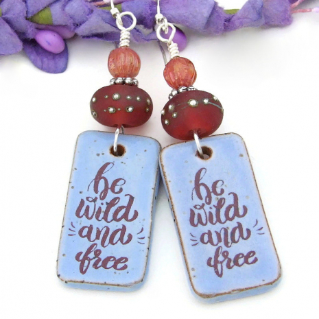 wild and free ceramic earrings boho handmade lampwork