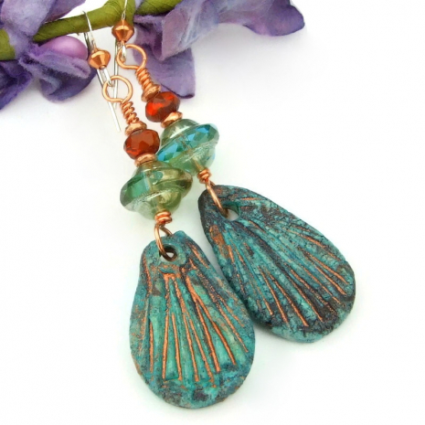 wings stoneware dangle earrings czech glass