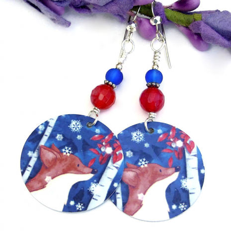 winter foxes fox handmade jewelry christmas holidays gift for her