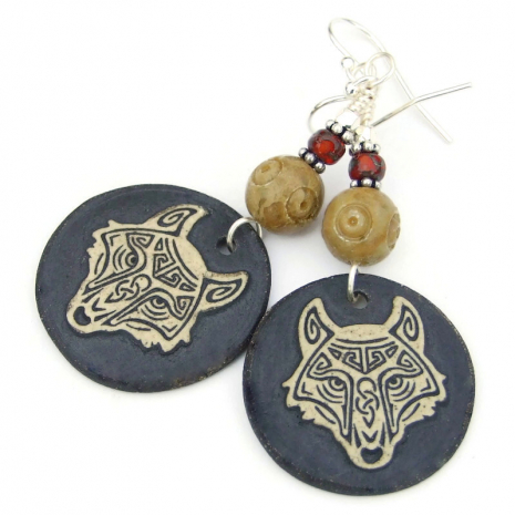 wolf head jewelry handmade celtic gift for women
