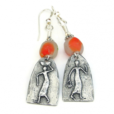 women folk art figures earrings handmade gift for women