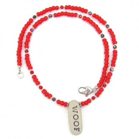 woof dog lover handmade necklace gift for her