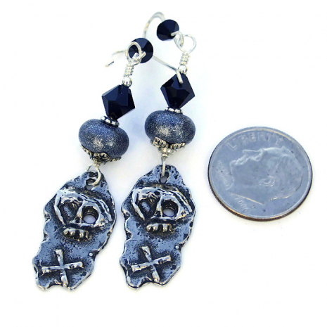 handmade skull earrings for pirate women