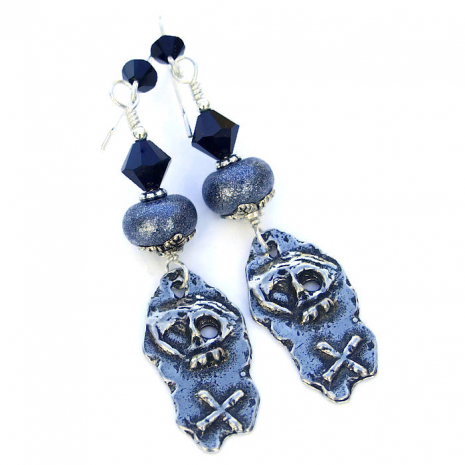 pirate inspired skull and crossbones earrings