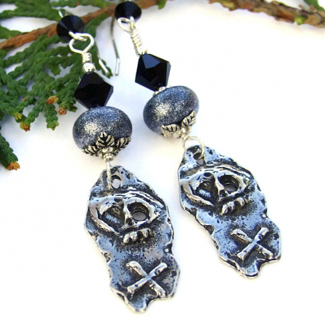 Dia de los Muertos handmade skull earrings for her