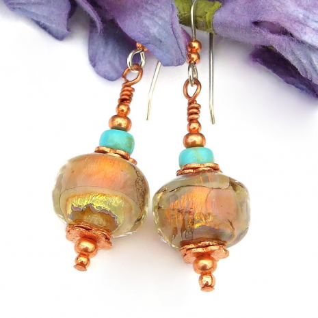 yellow opal lampwork jewelry turquoise artisan