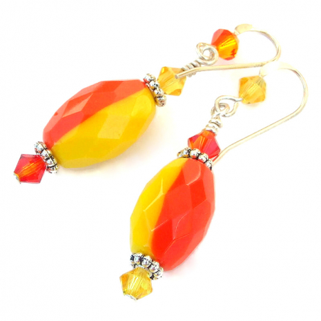 yellow orange earrings handmade gift for her