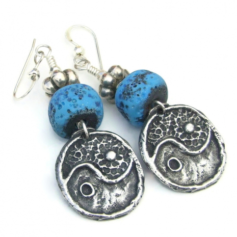yin yang handmade earrings boho jewelry gift for her