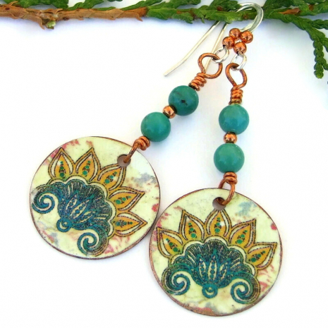 yoga lotus flower jewelry turquoise copper