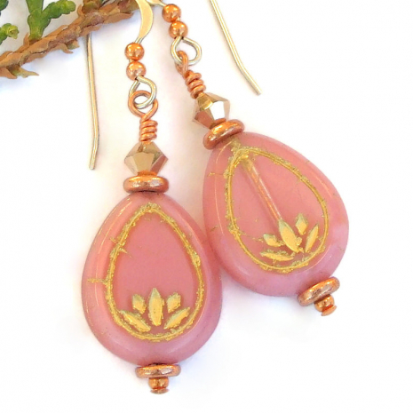 yoga lotus jewelry handmade pink rose gold Swarovski crystals