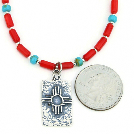zia sun symbol coral turquoise jewelry