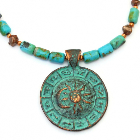 zodiac sun moon pendant jewelry handmade gift for her