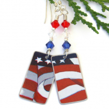 4th of July flag handmade earrings patriotic red white blue crystals
