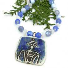 alien petroglyph pendant blue fire agate moonstone handmade necklace
