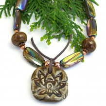 artisan lotus blossom yoga necklace handmade gift for women
