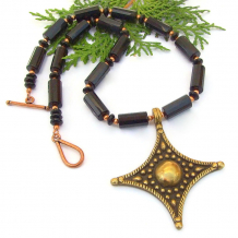 brass cross AAA black onyx handmade necklace gift for women