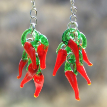 chile ristra earrings handmade jewelry gift for women red green lampwork