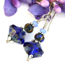 cobalt blue saturn earrings jewelry gift for her