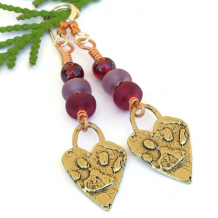 dog paw print heart handmade earrings dog lover jewelry gift