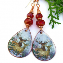 handmade christmas deer earrings red czech glass