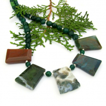 handmade gemstone necklace india agate green quartz