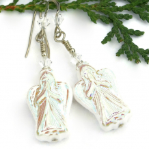 heavenly angel handmade earrings white AB swarovski crystals