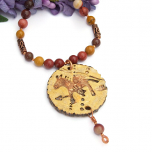 horse red creek jasper gemstones necklace copper