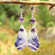 purple morado opal purple amethyst handmade gemstone earrings