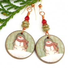 smiling snowman jewelry lightweight polymer clay