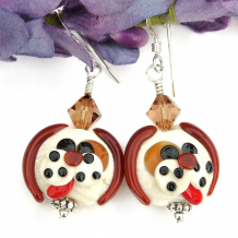spotted dog face earrings dog lover jewelry best friend swarovski crystals