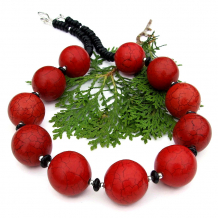statement jewelry red magnesite black onyx sterling silver