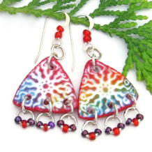 sun burst boho earrings colorful lightweight multi colored