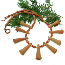 terracotta and red coral tribal necklace