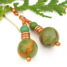 turquoise copper dangle jewelry handmade earrings