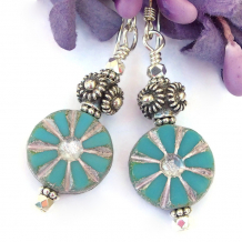 turquoise silver daisy flower jewelry bali silver