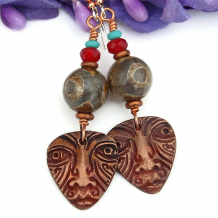 tribal mask earrings gift for women