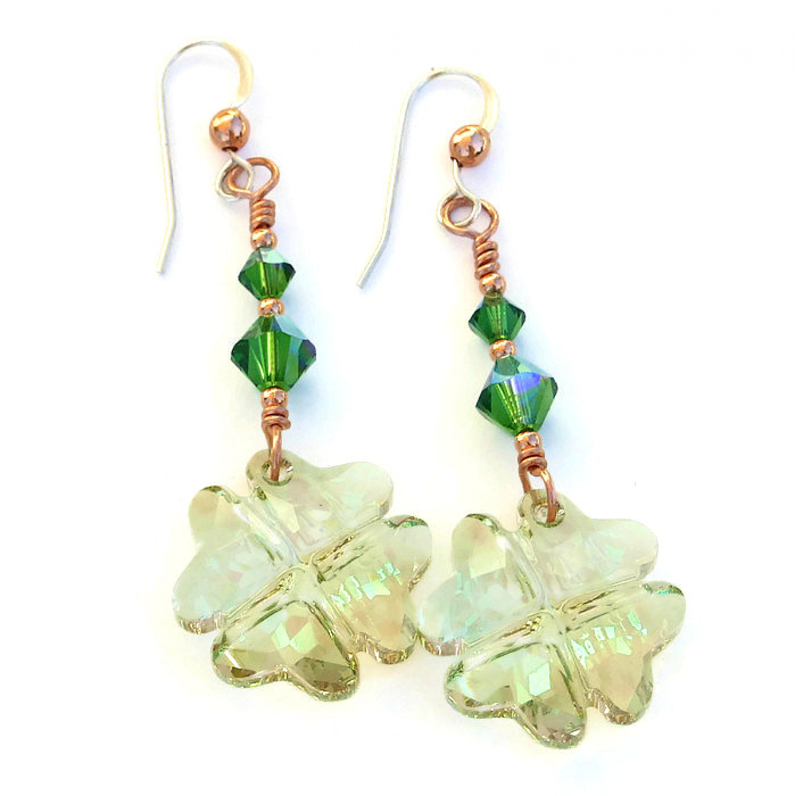 St Patricks Day Earrings Lucky Four Leaf Clover Swarovski Jewelry Four Leaf Clover Earrings