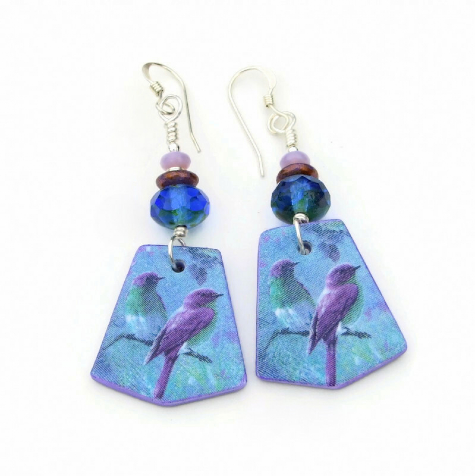 Beige - Handcrafted Bird Shaped Bamboo Earrings main image 1