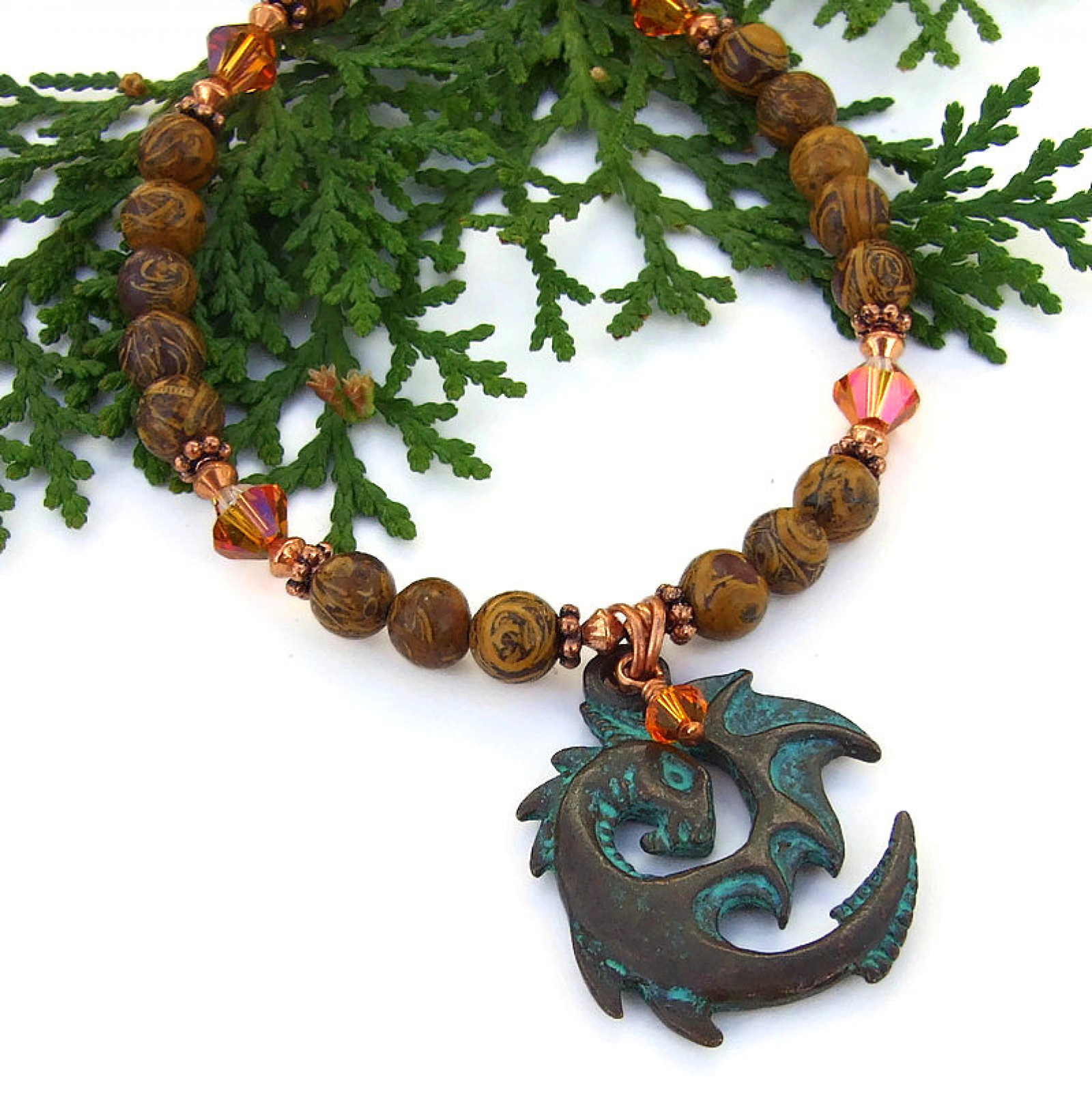 Drogon Dragon Necklace Jasper Fire Opal Game Of Thrones Jewelry