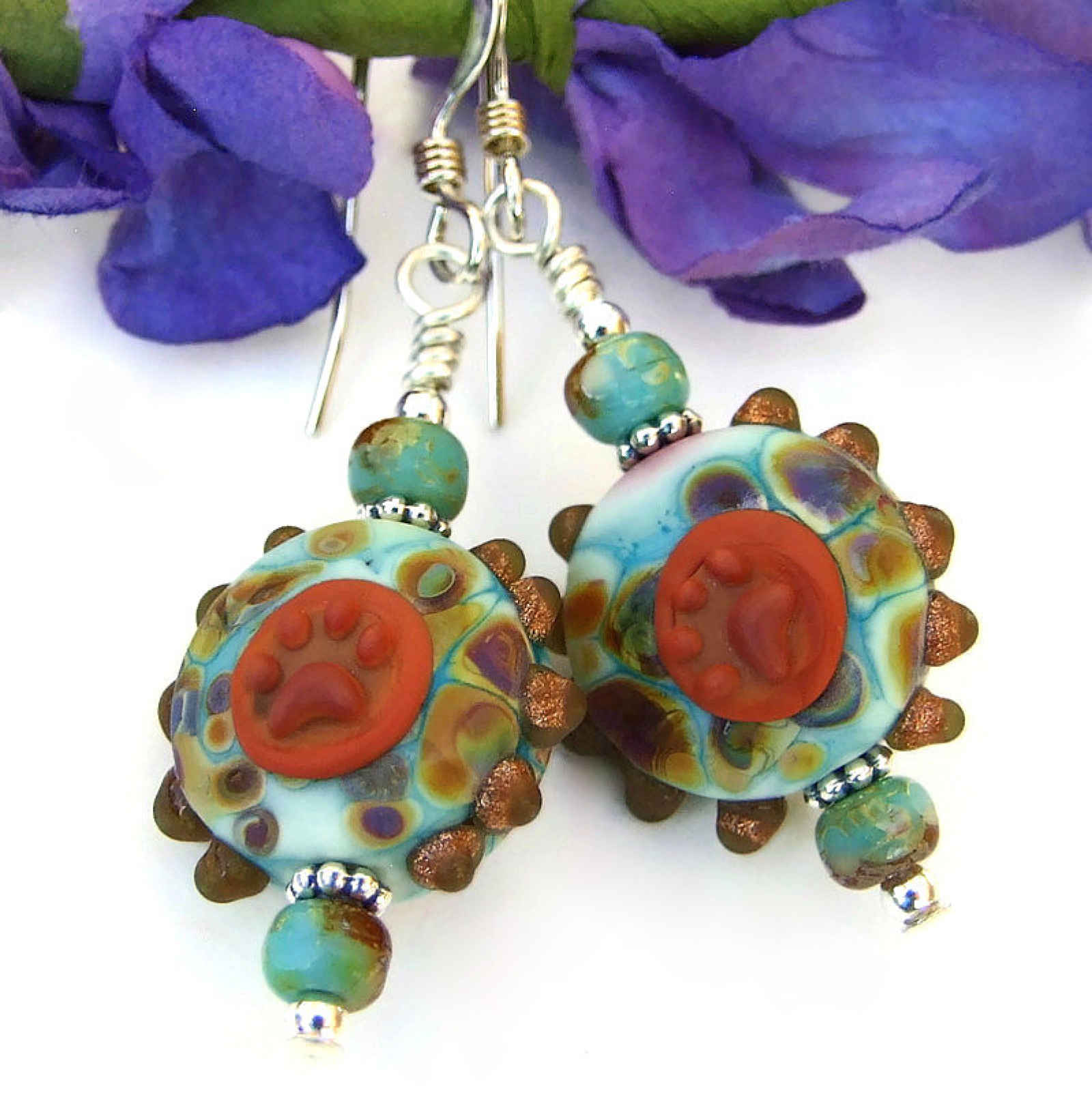 Dog Lover Earrings, Paw Print Pawprint Lampwork Handmade ... Two of our most popular styles are back.