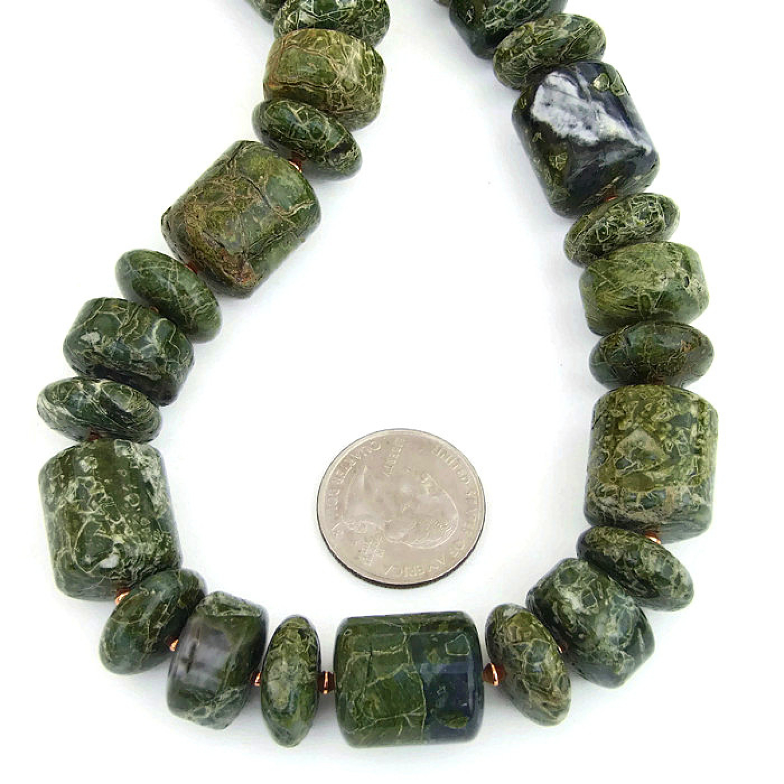 Green Serpentine Chunky Necklace, Handmade Gemstone Jewelry Women