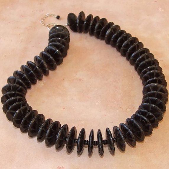 ADORNMENT - Carved Horn Black Onyx Sterling Ethnic Necklace, Handmade ...