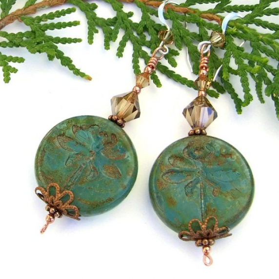 dragonfly_earrings_handmade_czech_glass_swarovski_green_brown_jewelry_7cdac65b.jpg