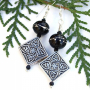 MIDNIGHT MYSTERY - Diamond Cross Pewter Lampwork Earrings, Handmade Black Beaded Jewelry 4b47dd263c03d908d3134fb61ea914d7860ef879e99a80c8ef2b94d1011eb459.jpg