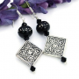 CELTIC MIDNIGHT - Pewter Celtic Design Lampwork Earrings, Handmade Black Jewelry b363b360ea043bd9abed96cf918484ff9c0190f79dd9efd3a27280d6808d012f.jpg
