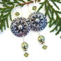 ELEGANTE - Bali Style Pewter Flower Shield Handmade Earrings, Swarovski Pearl Khaki bali_style_pewter_flower_shield_handmade_earring_swarovski_pearl_khaki_b767c889.jpg