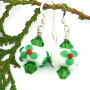 CHRISTMAS CHEER - Handmade Holly Lampwork Christmas Earrings, Swarovski Red Green Holiday Jewelry christmas_cheer_2.jpg